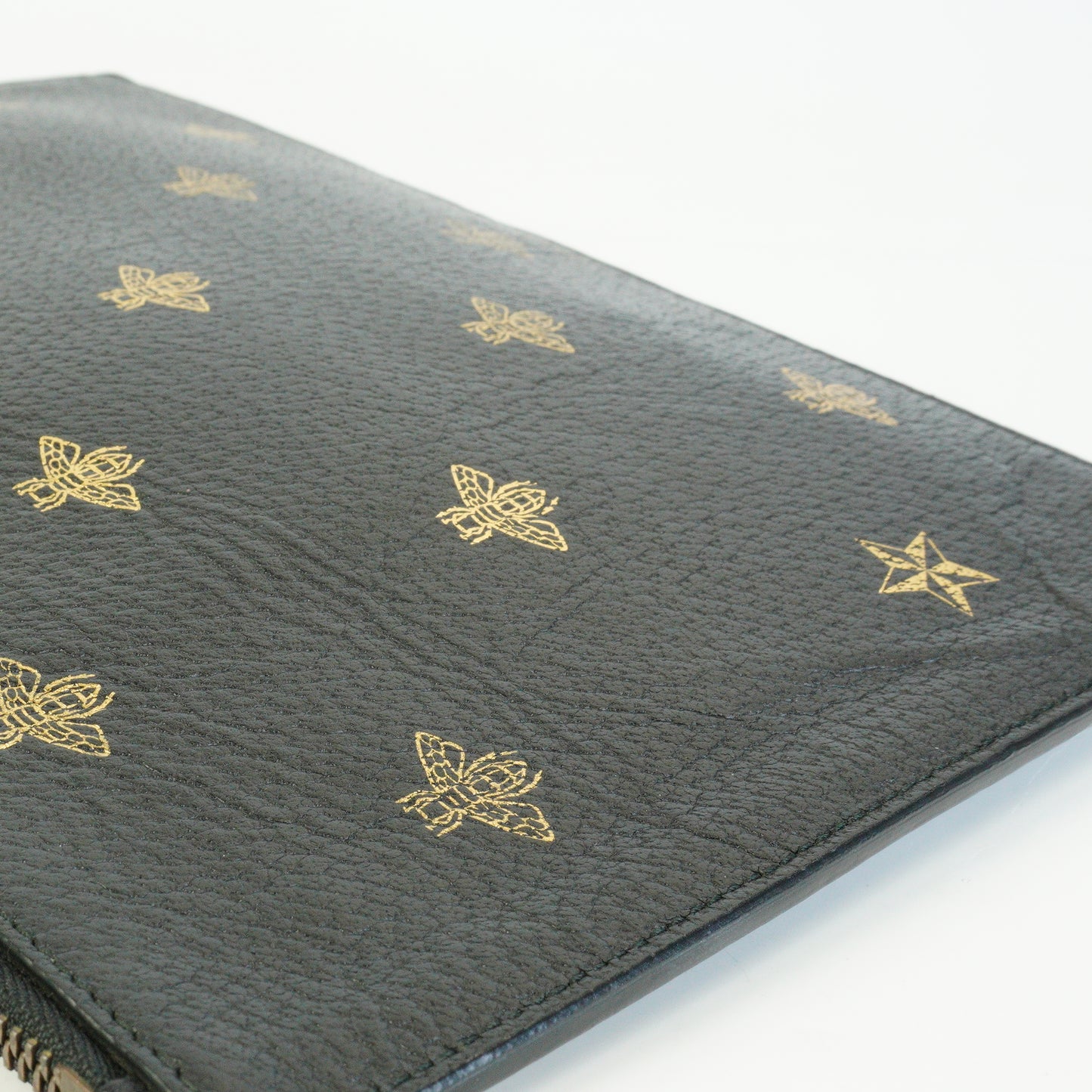 Gucci Calfskin Bee Star Clutch Bag Black GHW