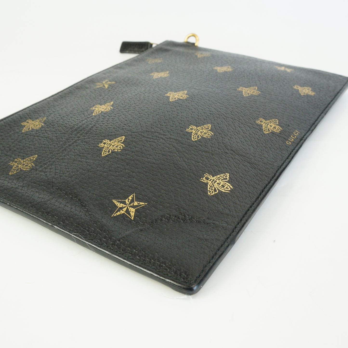 Gucci Calfskin Bee Star Clutch Bag Black GHW