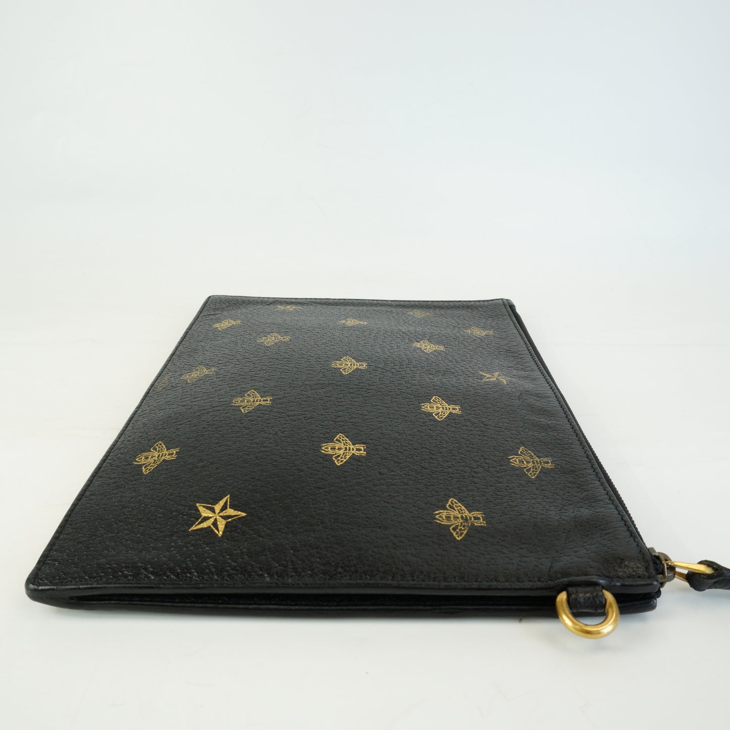 Gucci Calfskin Bee Star Clutch Bag Black GHW