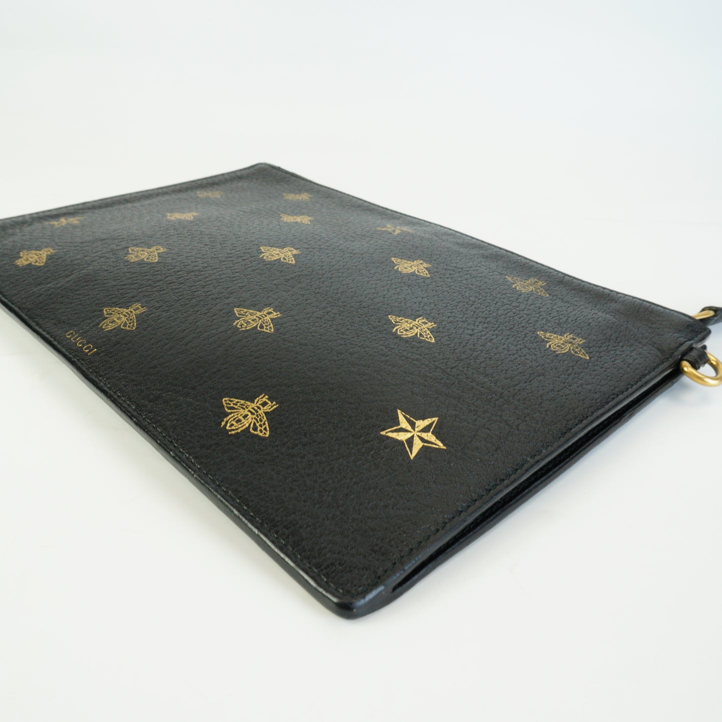 Gucci Calfskin Bee Star Clutch Bag Black GHW