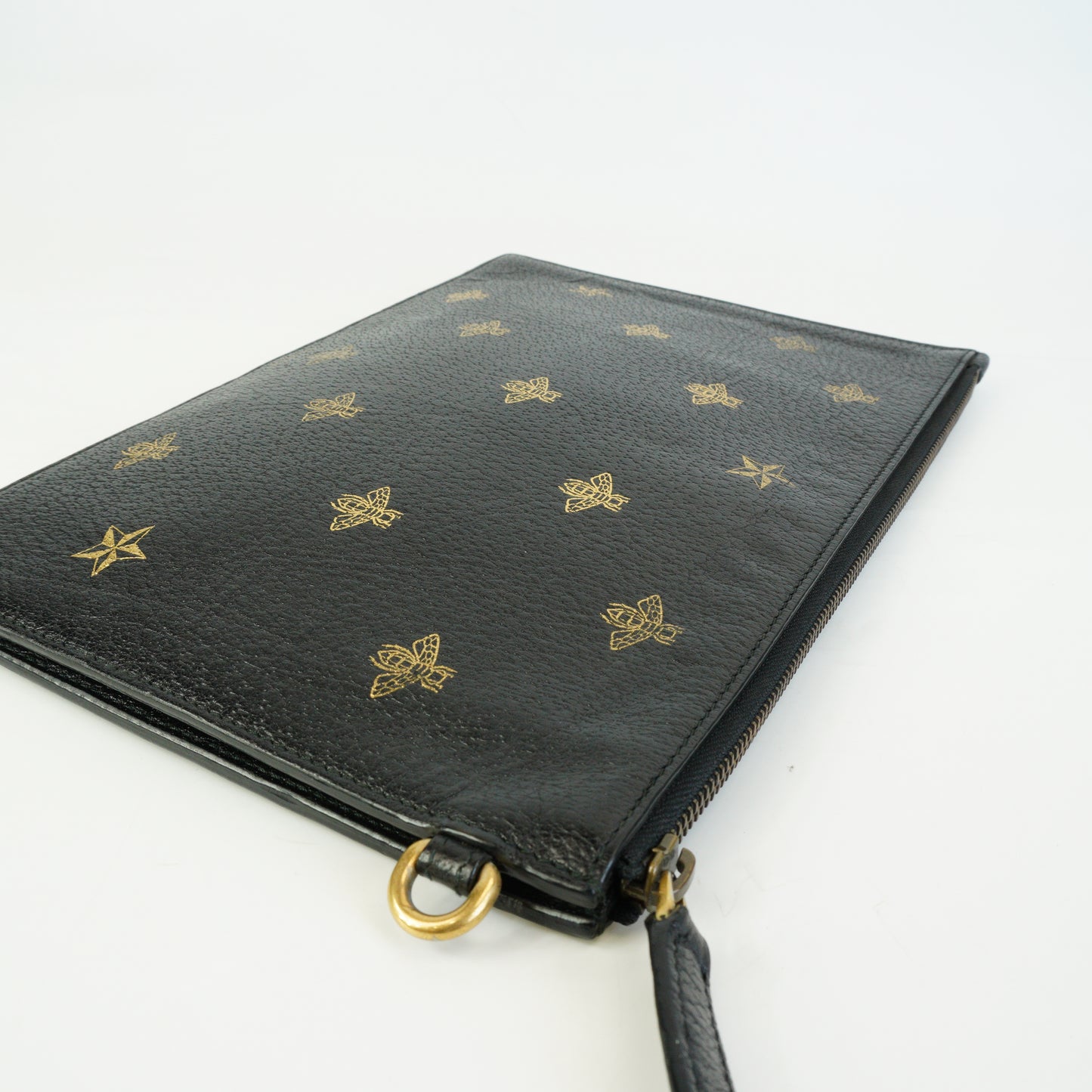 Gucci Calfskin Bee Star Clutch Bag Black GHW
