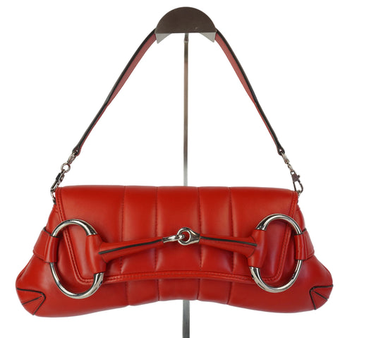 Gucci Horsebit Chain Shoulder Bag Red