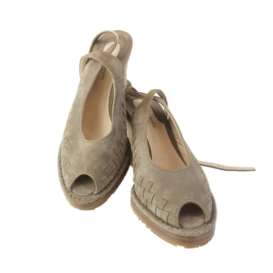 Bottega Veneta HandWoven suede peep-toe wedge size 40