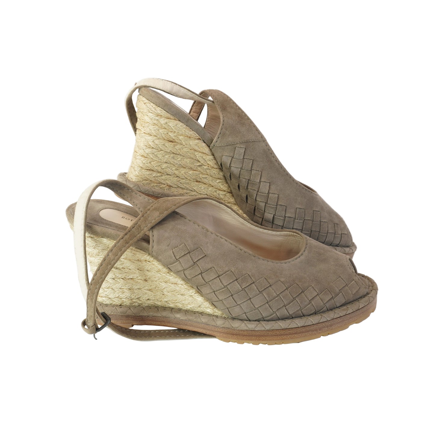 Bottega Veneta HandWoven suede peep-toe wedge size 40