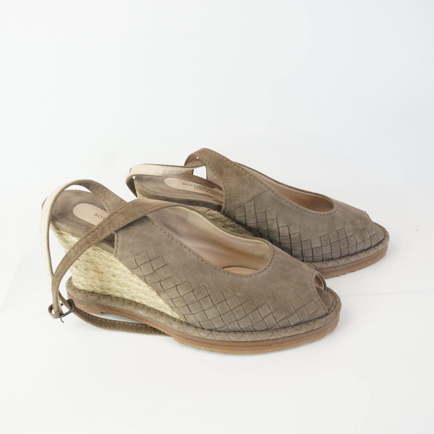 Bottega Veneta HandWoven suede peep-toe wedge size 40