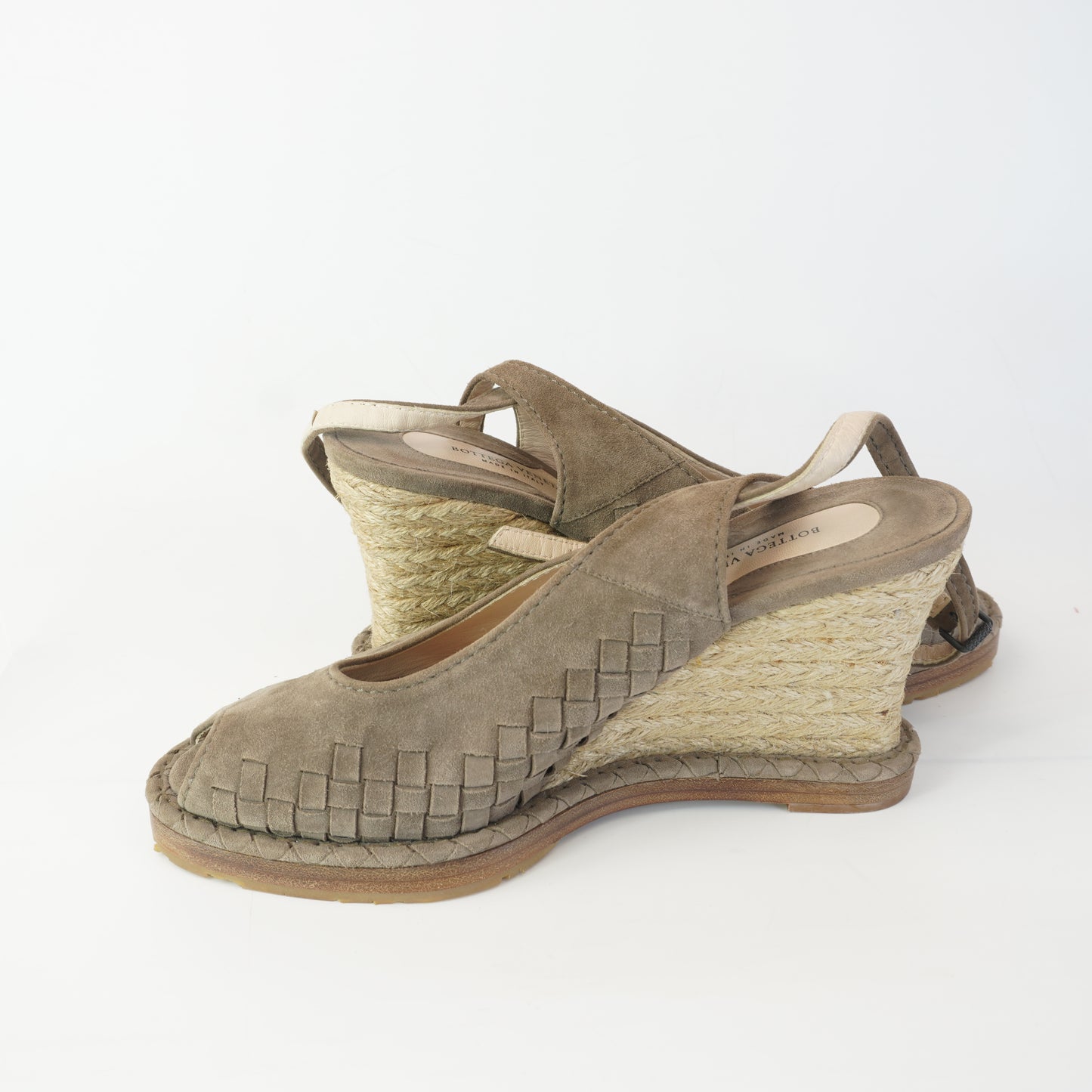 Bottega Veneta HandWoven suede peep-toe wedge size 40