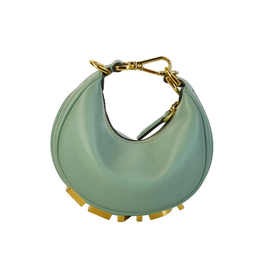 Fendi Vitello Grace Nano Fendigraphy Hobo Charm Blue