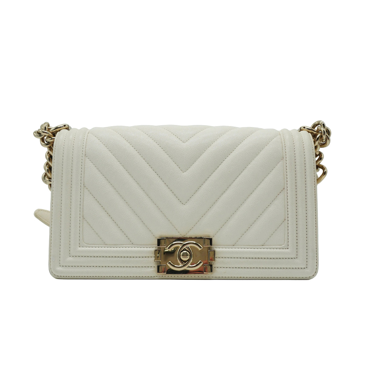 Chanel	Leboy Flap Bag White GHW Small