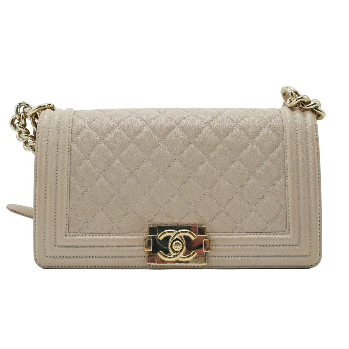 Chanel	Leboy Flap Bag Caviar Light Beige GHW Small