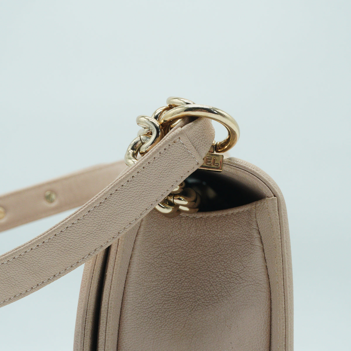 Chanel	Leboy Flap Bag Caviar Light Beige GHW Small
