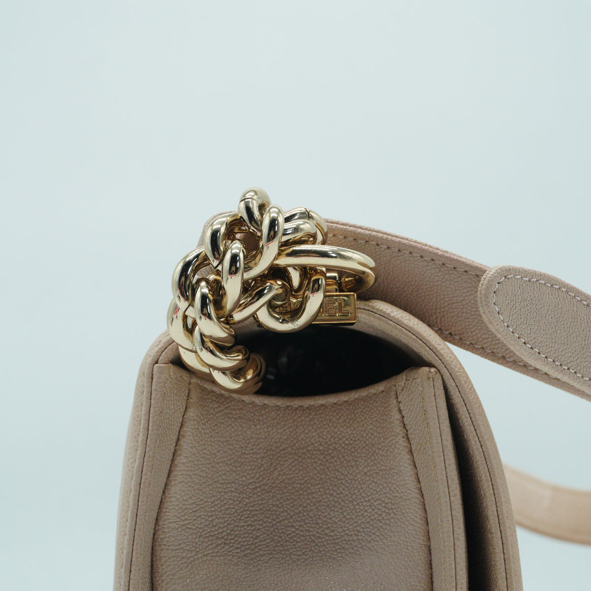 Chanel	Leboy Flap Bag Caviar Light Beige GHW Small