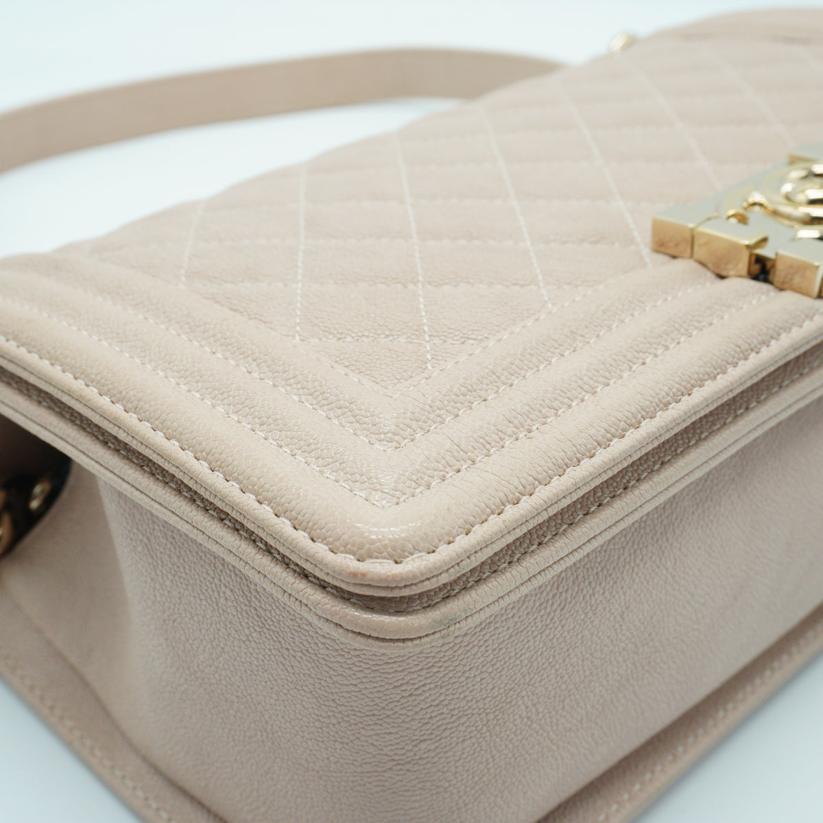 Chanel	Leboy Flap Bag Caviar Light Beige GHW Small