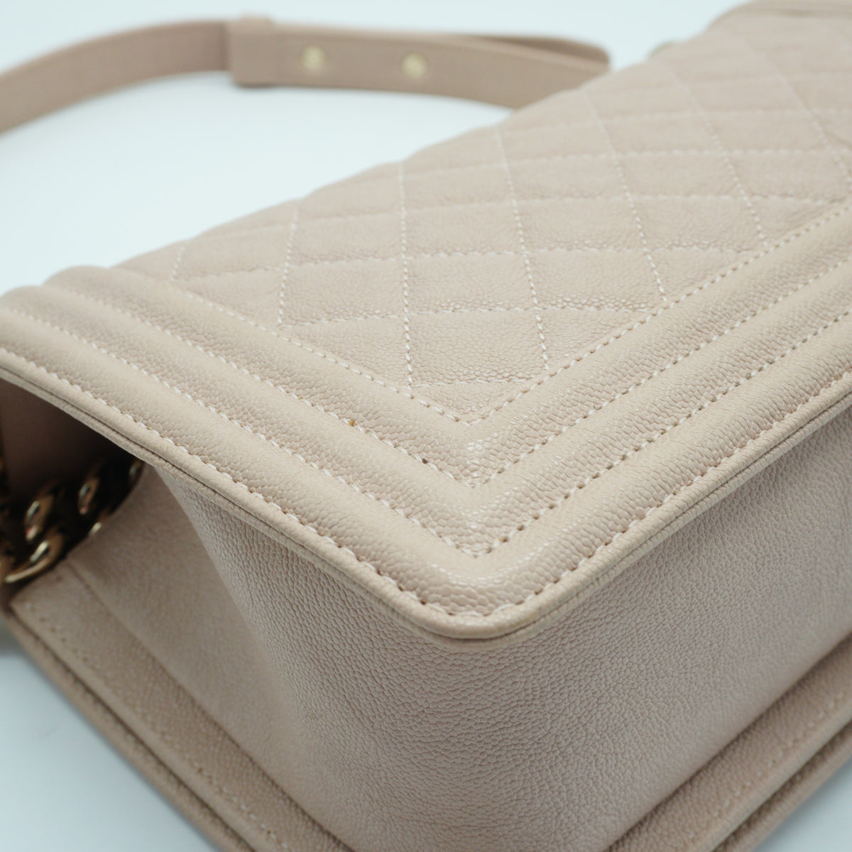 Chanel	Leboy Flap Bag Caviar Light Beige GHW Small