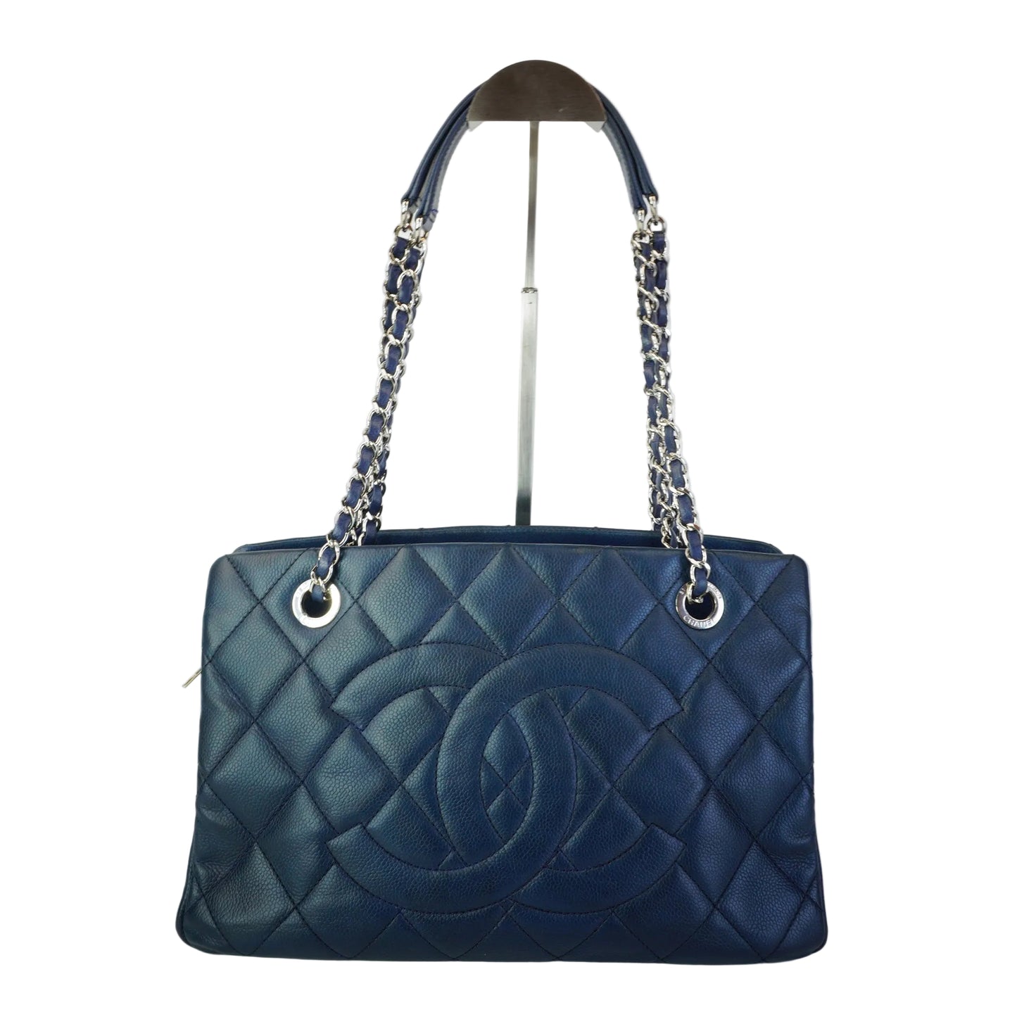 Chanel Timeless CC Shopping Tote Blue Caviar SHW