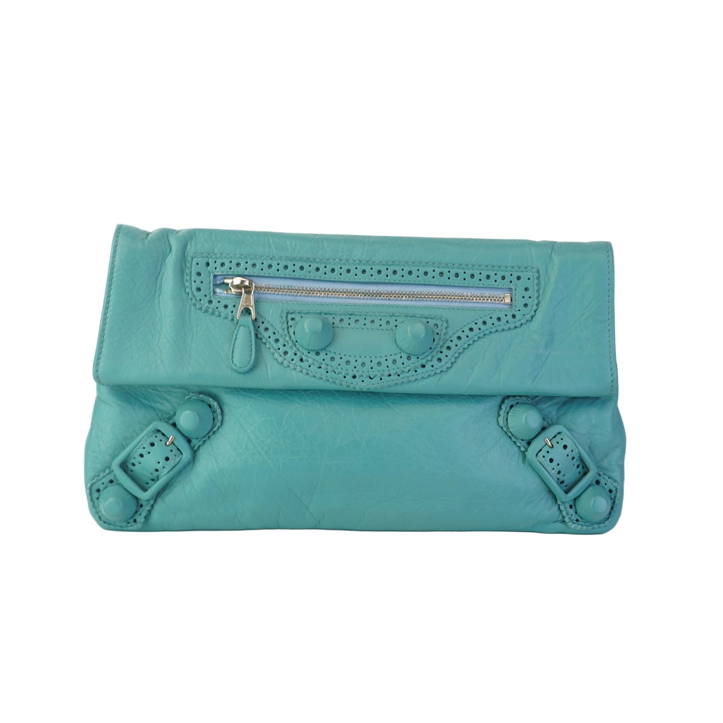 Balenciaga Giant Brogues Covered Leather Envelope Flap Clutch Bag