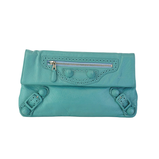 Balenciaga Giant Brogues Covered Leather Envelope Flap Clutch Bag