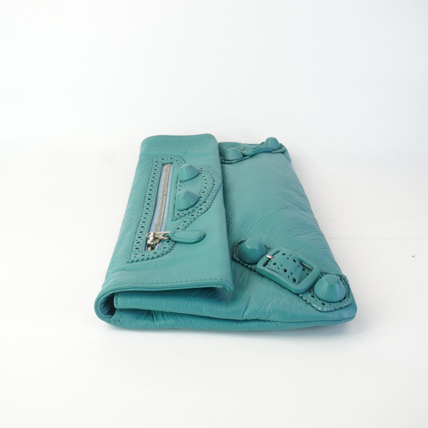 Balenciaga Giant Brogues Covered Leather Envelope Flap Clutch Bag