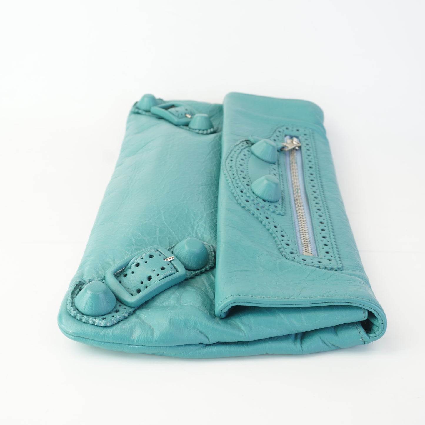 Balenciaga Giant Brogues Covered Leather Envelope Flap Clutch Bag