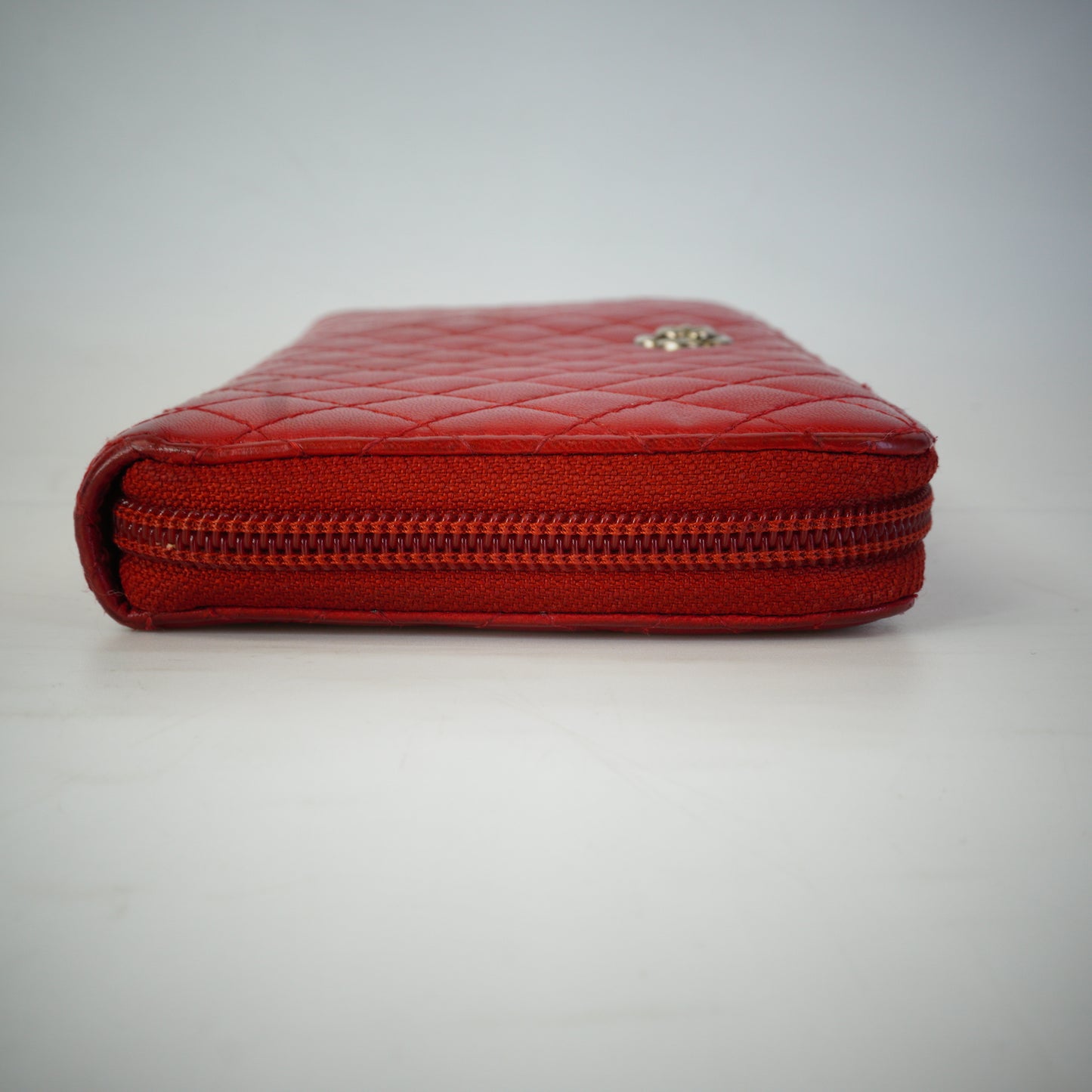 Chanel Red Camelia Long Zippy Wallet
