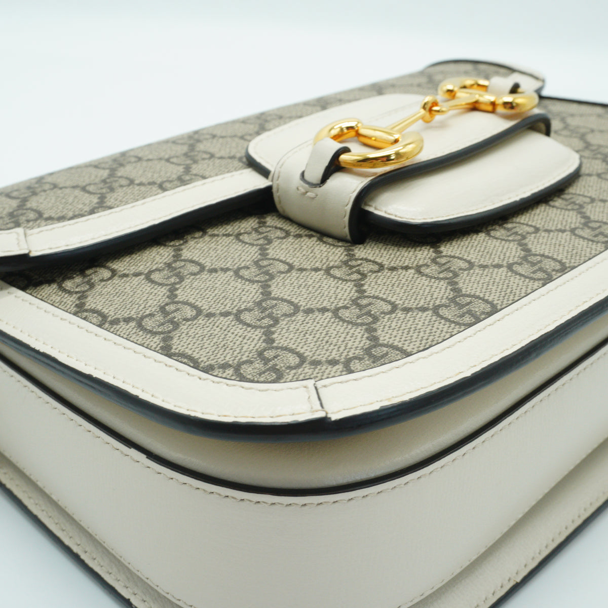 Gucci	Horsebit 1955 Medium Shoulder Bag Beige/White GHW