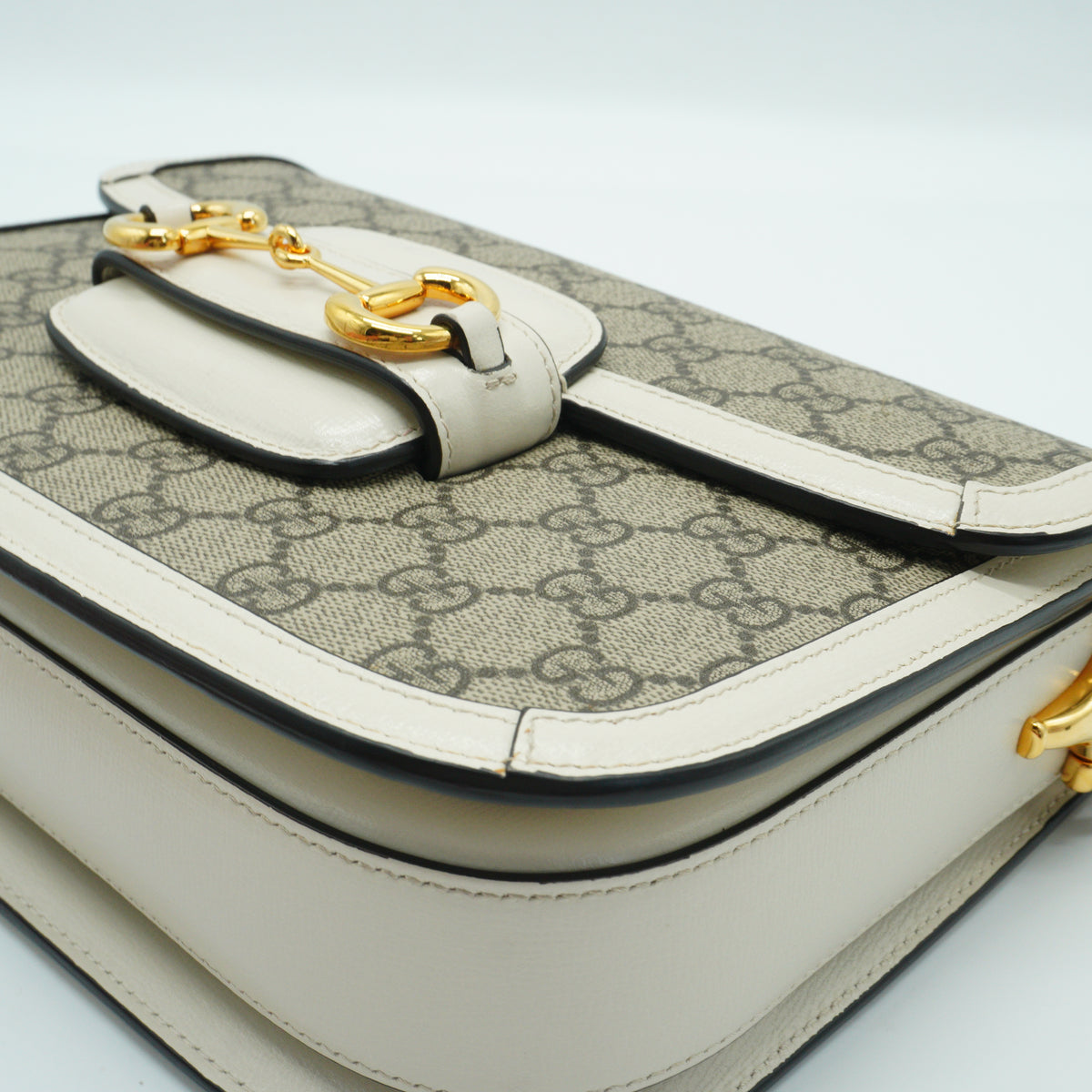 Gucci	Horsebit 1955 Medium Shoulder Bag Beige/White GHW