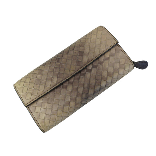 Bottega Veneta Long Weaved Leather Zippy Wallet