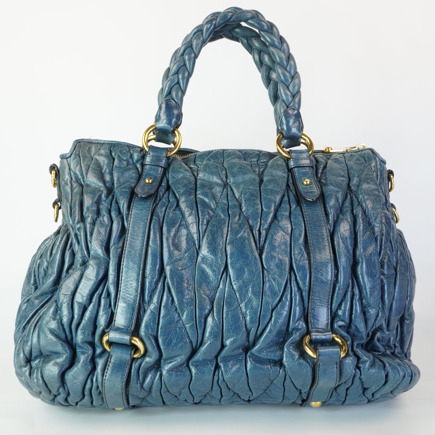 Miu Miu 	Matellase Leather Tote Blue