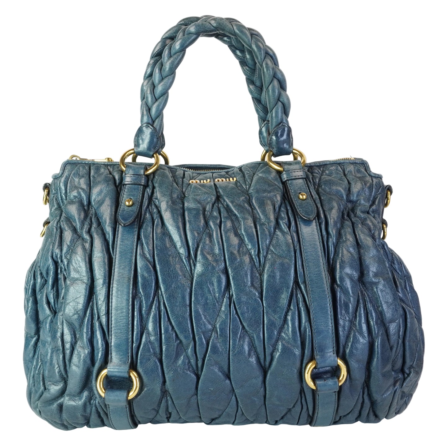 Miu Miu 	Matellase Leather Tote Blue