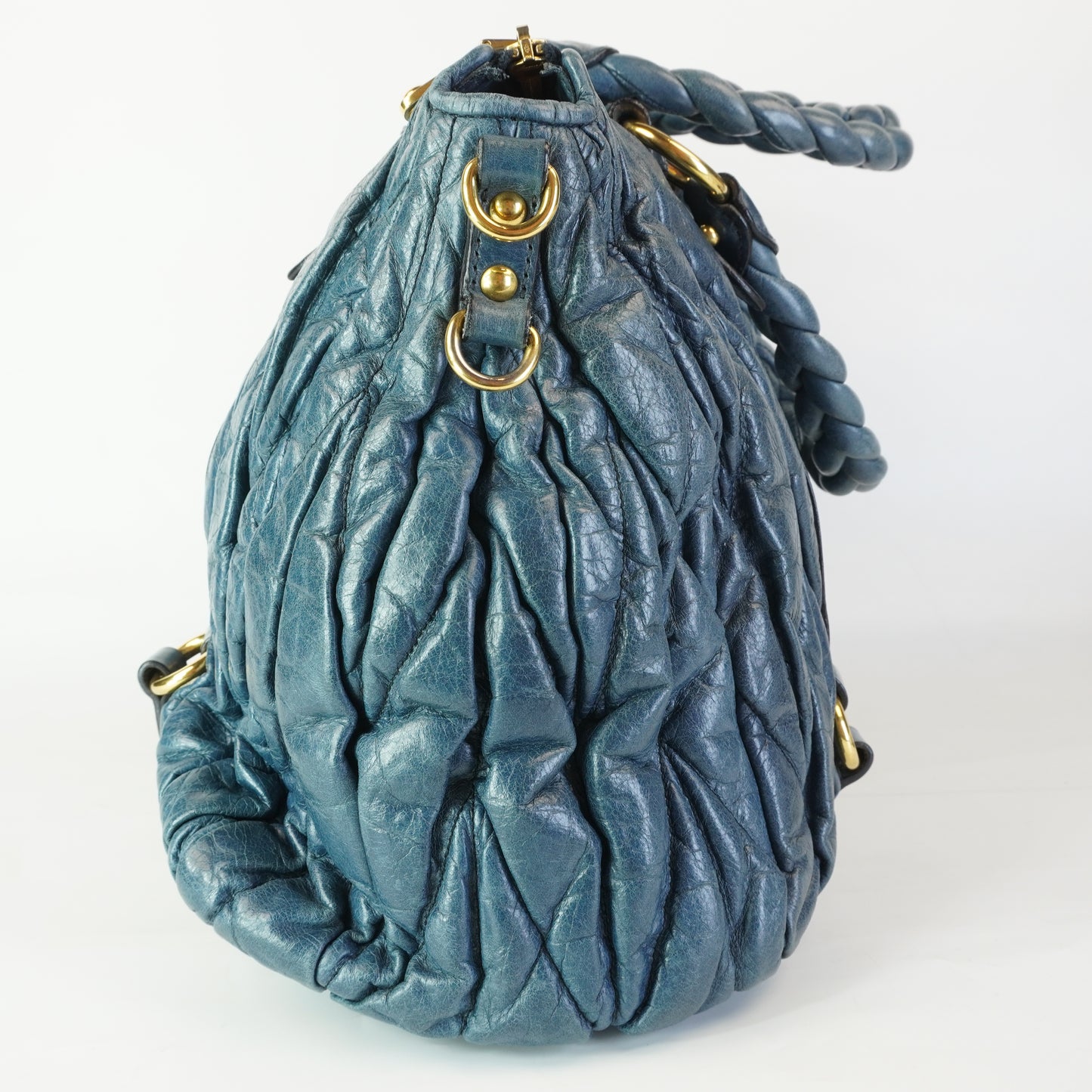 Miu Miu 	Matellase Leather Tote Blue