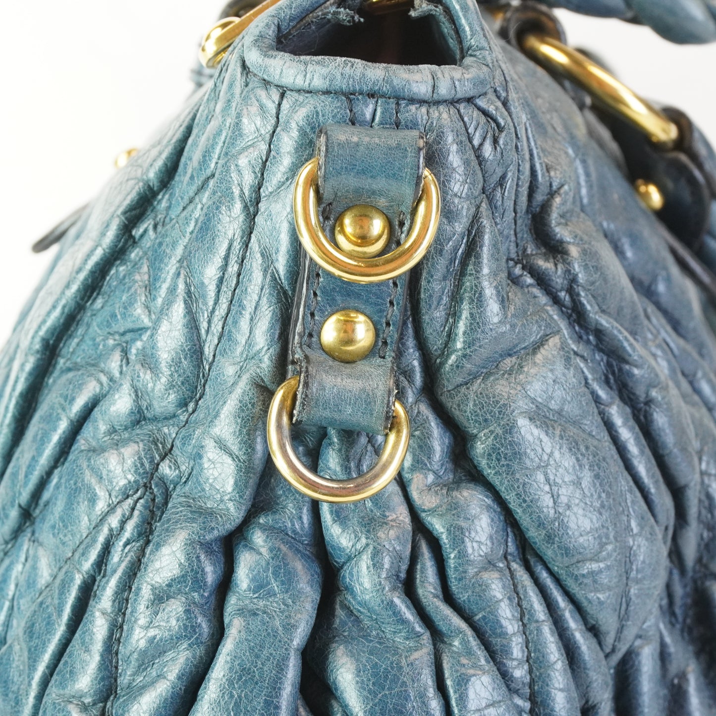 Miu Miu 	Matellase Leather Tote Blue
