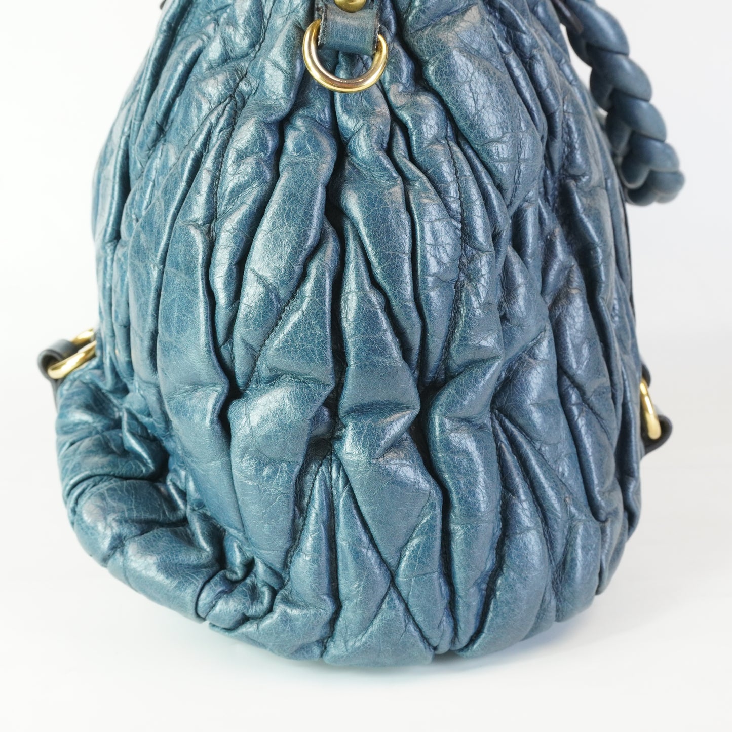 Miu Miu 	Matellase Leather Tote Blue