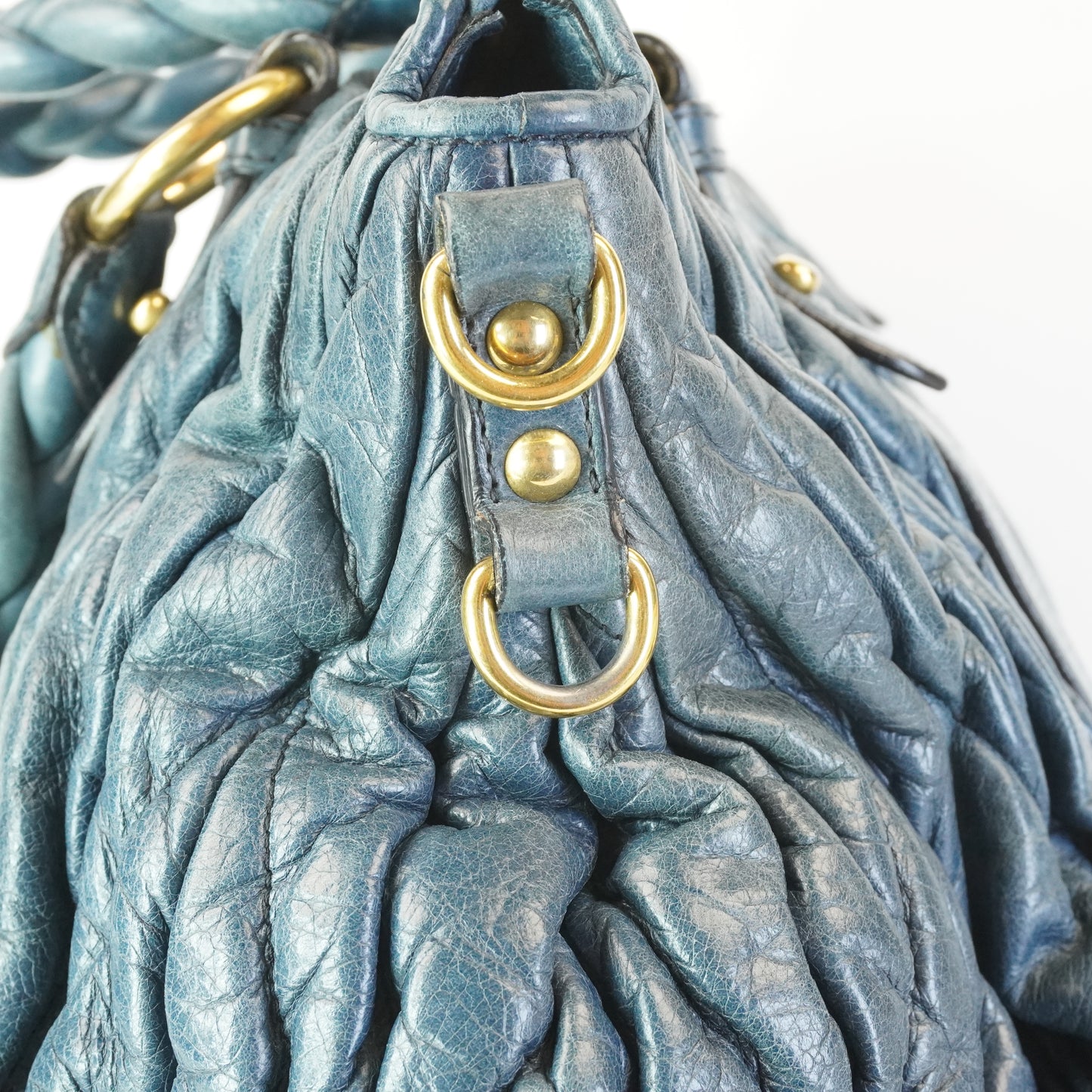 Miu Miu 	Matellase Leather Tote Blue