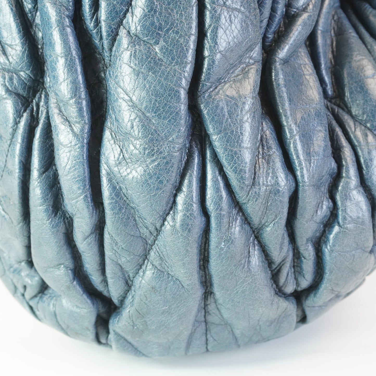 Miu Miu 	Matellase Leather Tote Blue