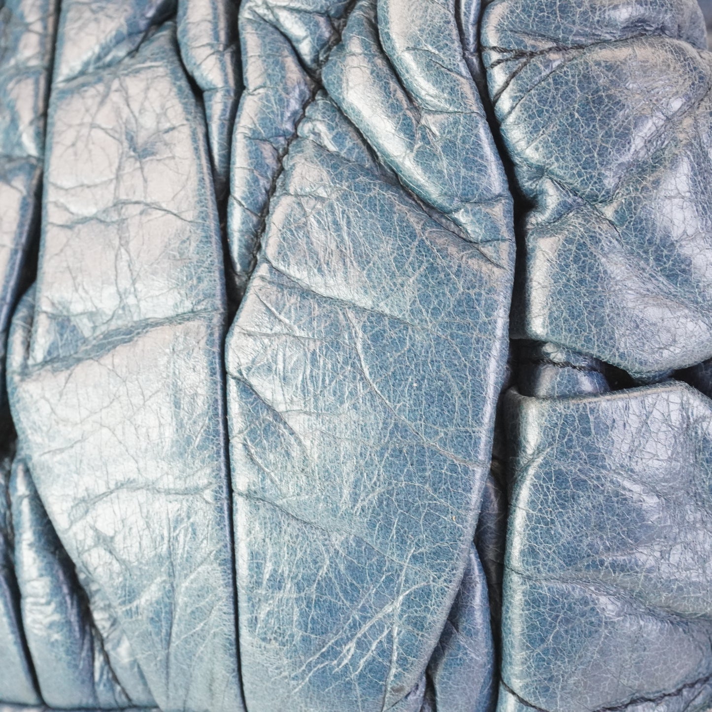 Miu Miu 	Matellase Leather Tote Blue