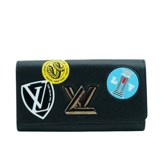 Louis Vuitton Black Epi Twist World Tour Wallet SHW