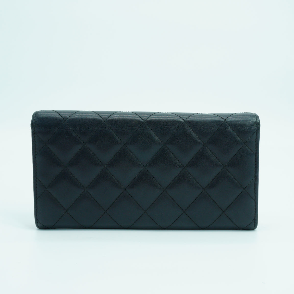 Chanel Cambon Quilted Long Wallet Black SHW