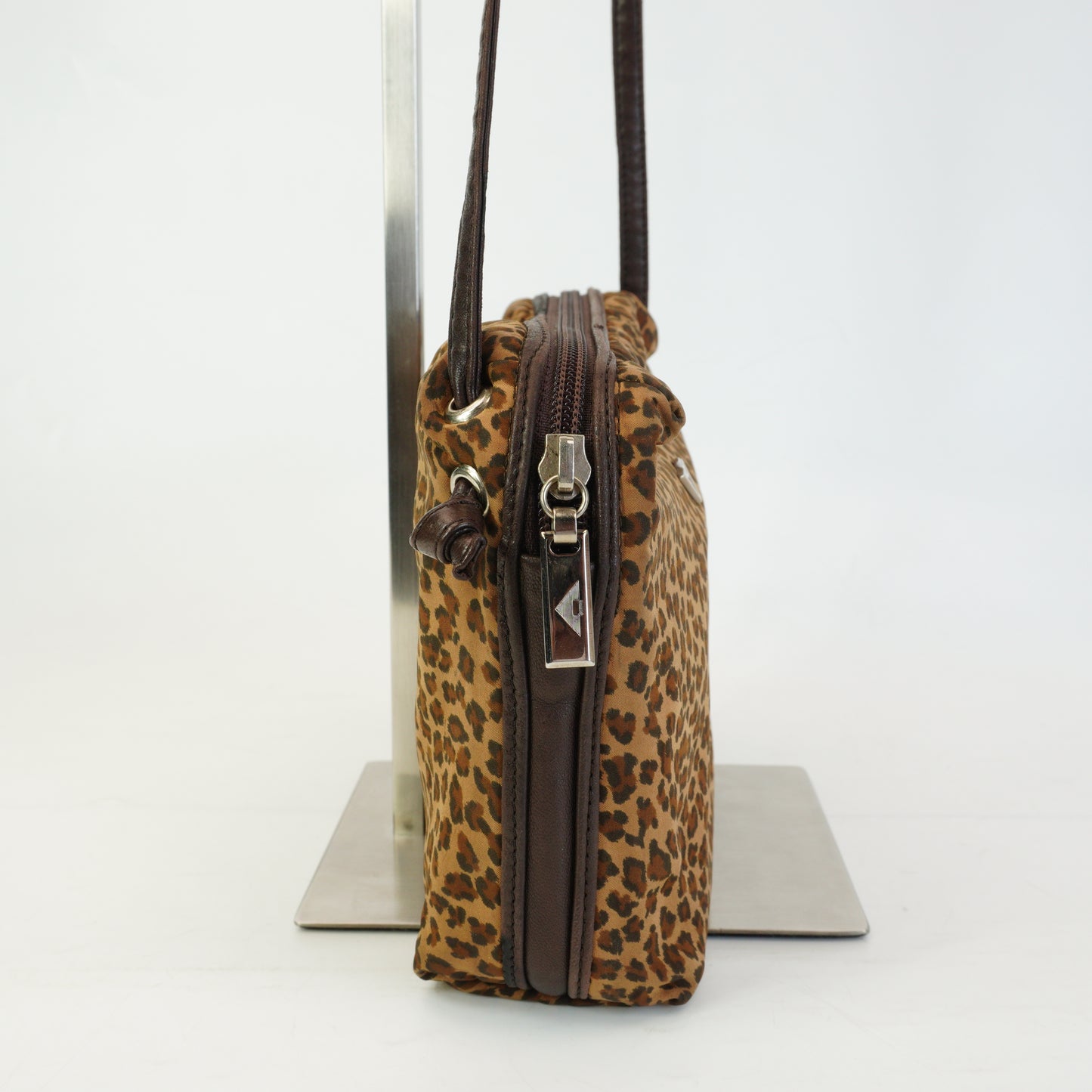 Bottega Veneta Leopard Print Nylon Shoulder Bag Small GHW