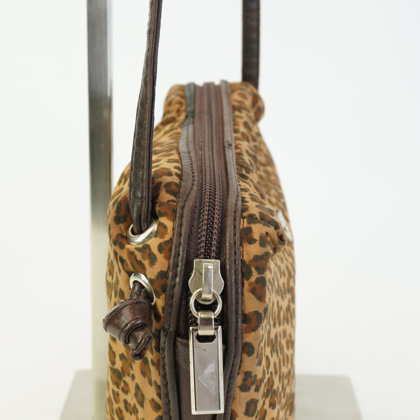 Bottega Veneta Leopard Print Nylon Shoulder Bag Small GHW