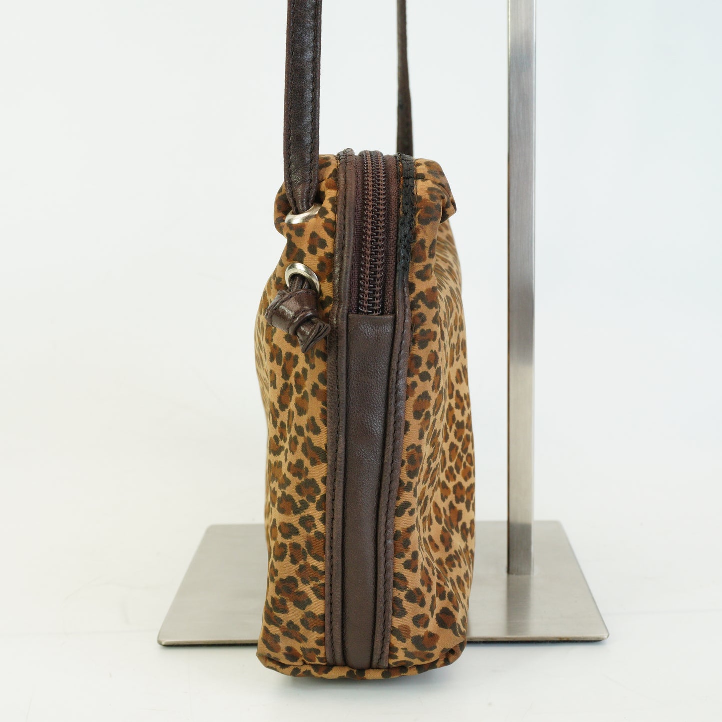 Bottega Veneta Leopard Print Nylon Shoulder Bag Small GHW