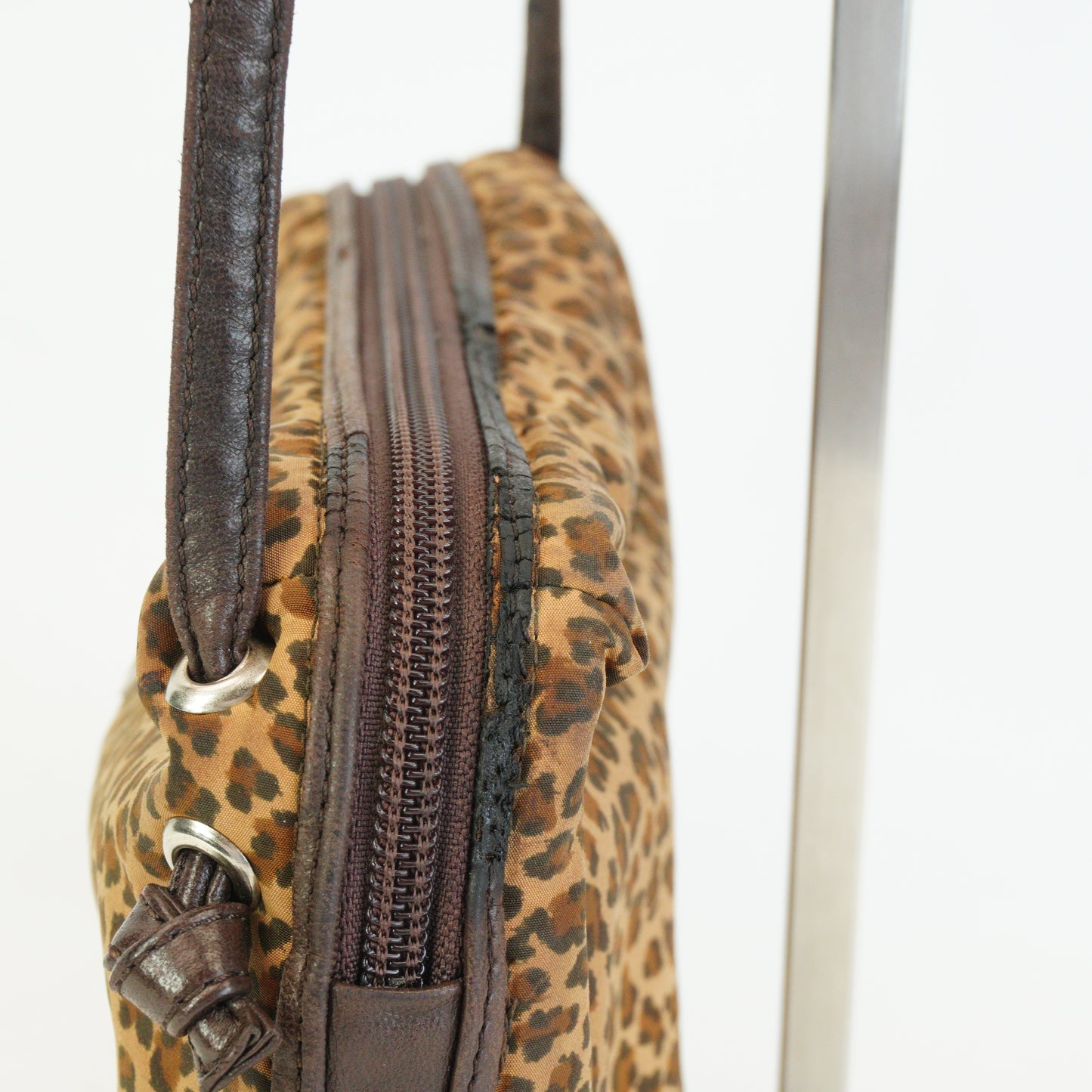 Bottega Veneta Leopard Print Nylon Shoulder Bag Small GHW