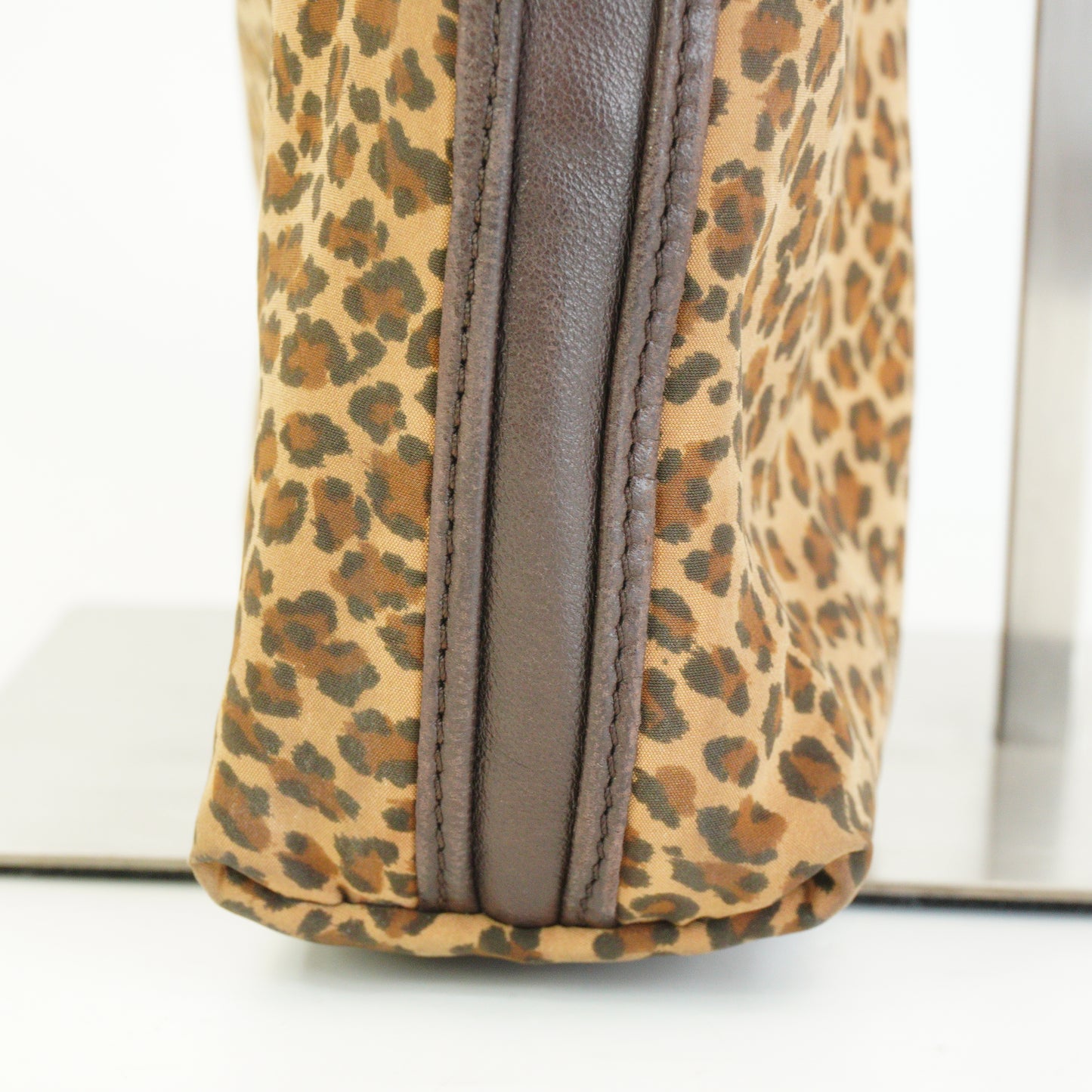 Bottega Veneta Leopard Print Nylon Shoulder Bag Small GHW