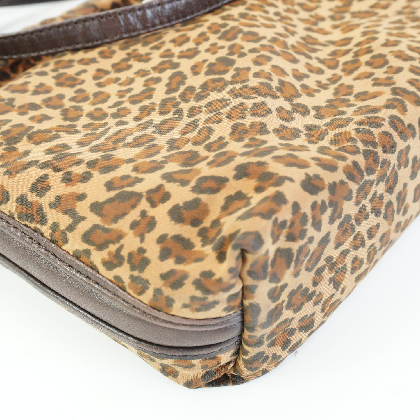 Bottega Veneta Leopard Print Nylon Shoulder Bag Small GHW
