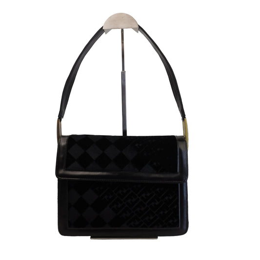 Fendi Velvet Black & Purple Shoulder Bag
