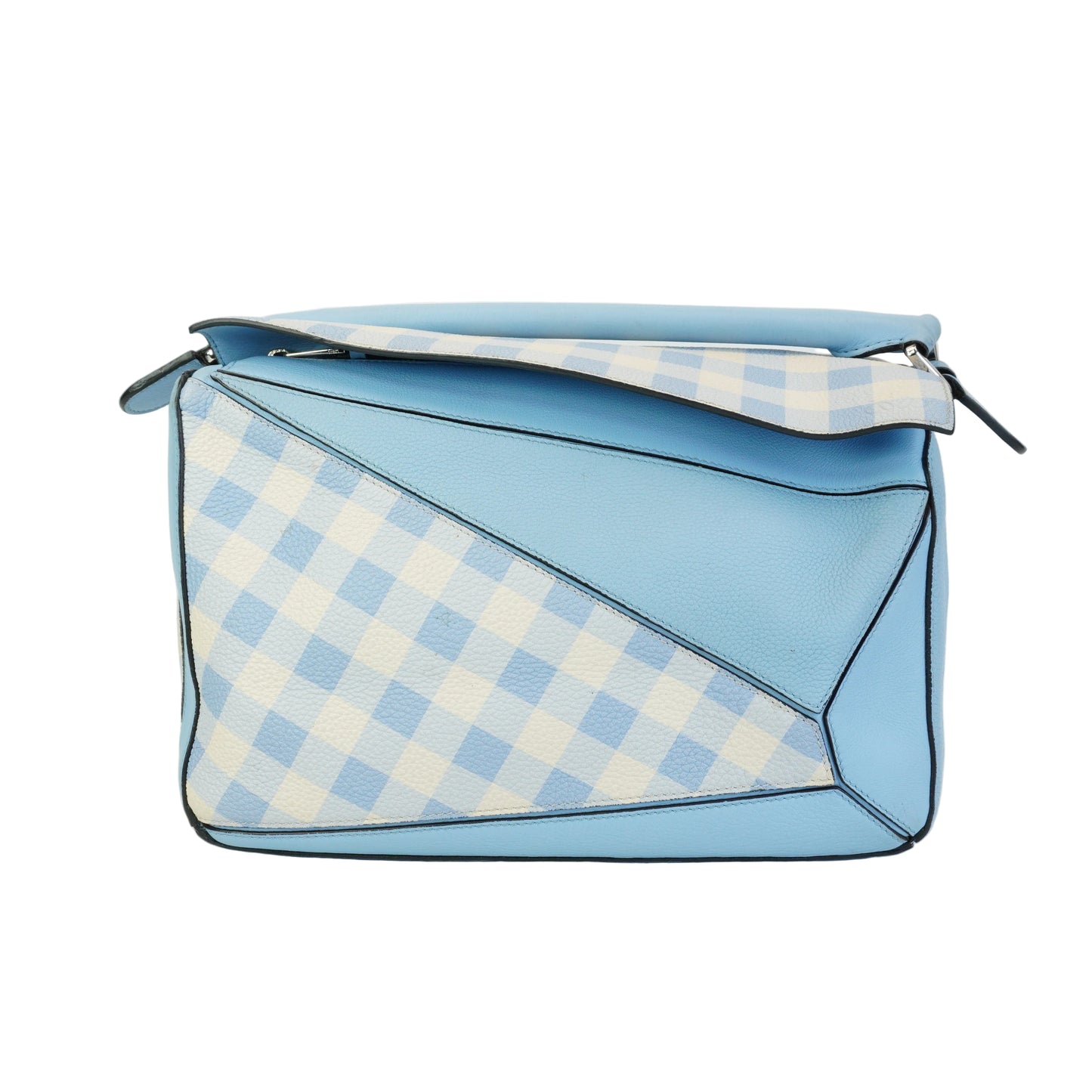 Loewe	Puzzle Gingham Soft Blue Leather Medium MHW