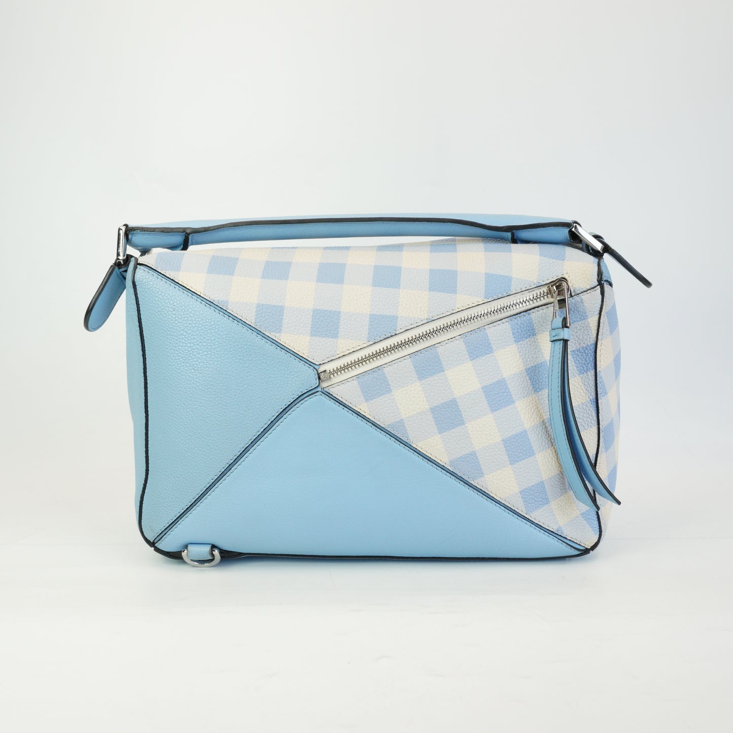Loewe	Puzzle Gingham Soft Blue Leather Medium MHW
