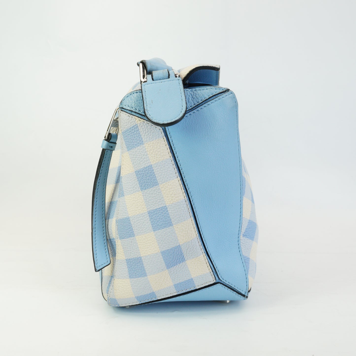 Loewe	Puzzle Gingham Soft Blue Leather Medium MHW