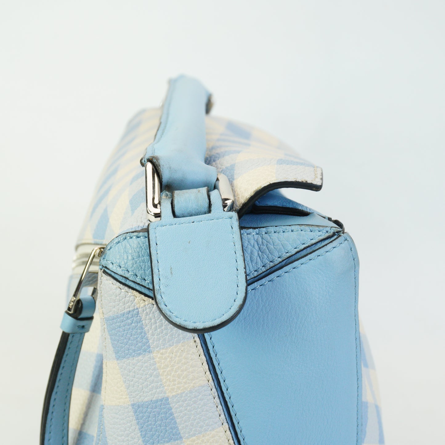 Loewe	Puzzle Gingham Soft Blue Leather Medium MHW