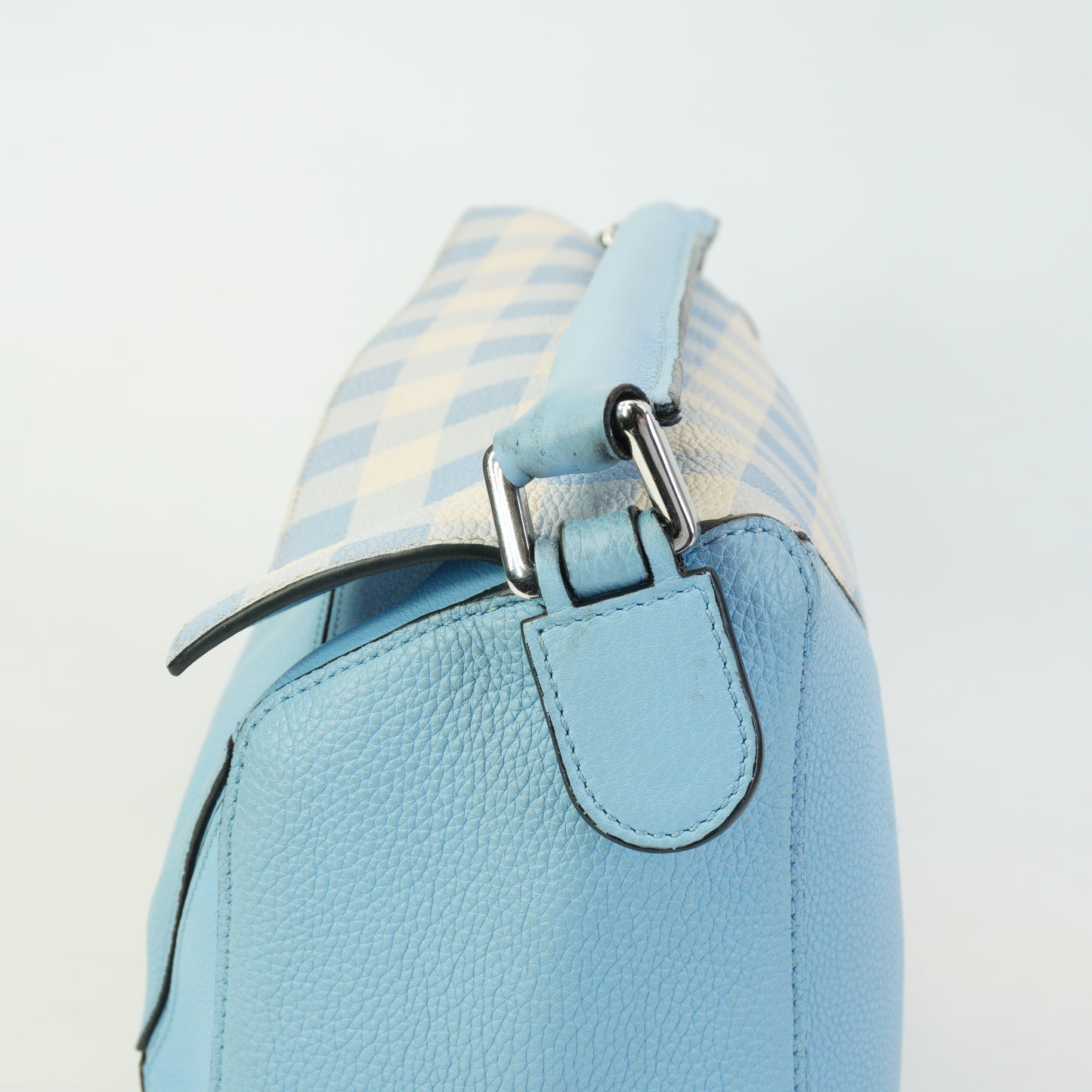 Loewe	Puzzle Gingham Soft Blue Leather Medium MHW