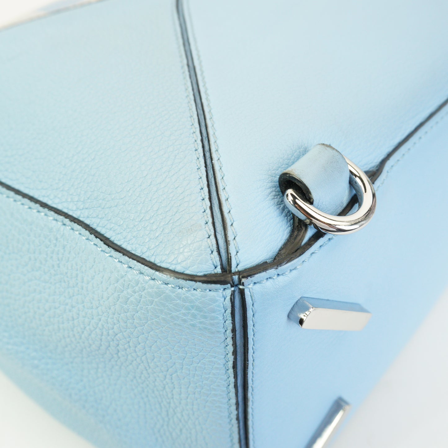 Loewe	Puzzle Gingham Soft Blue Leather Medium MHW