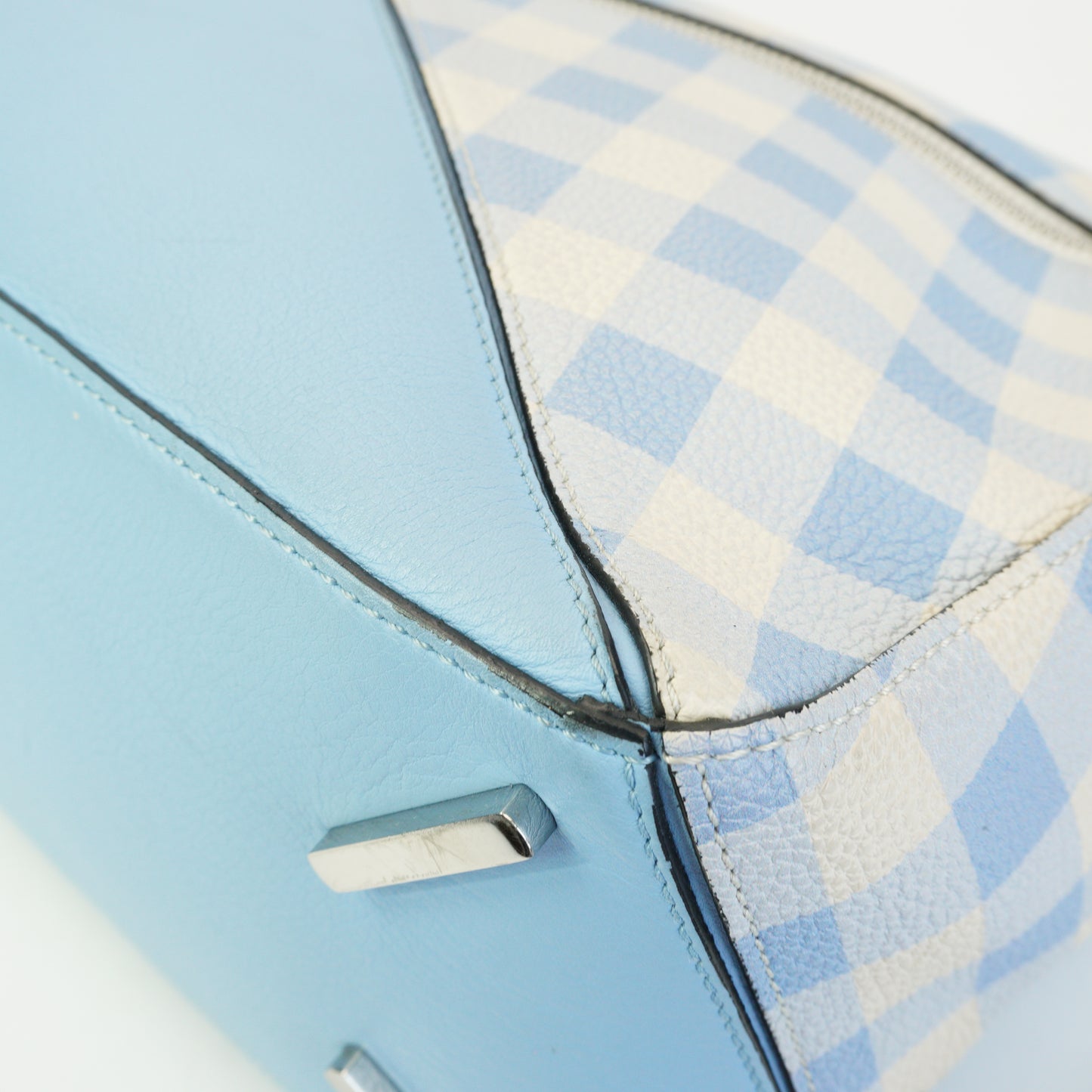 Loewe	Puzzle Gingham Soft Blue Leather Medium MHW
